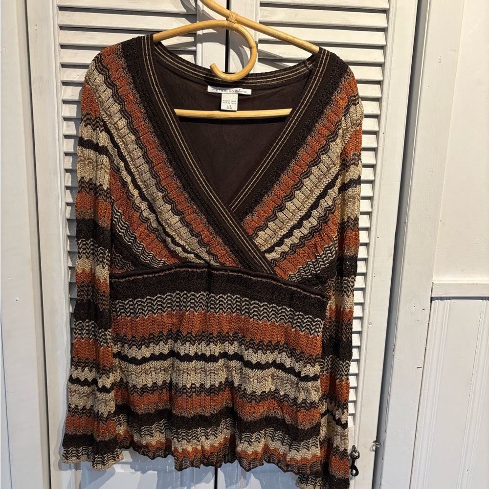 Peter Nygard Brown Striped Top